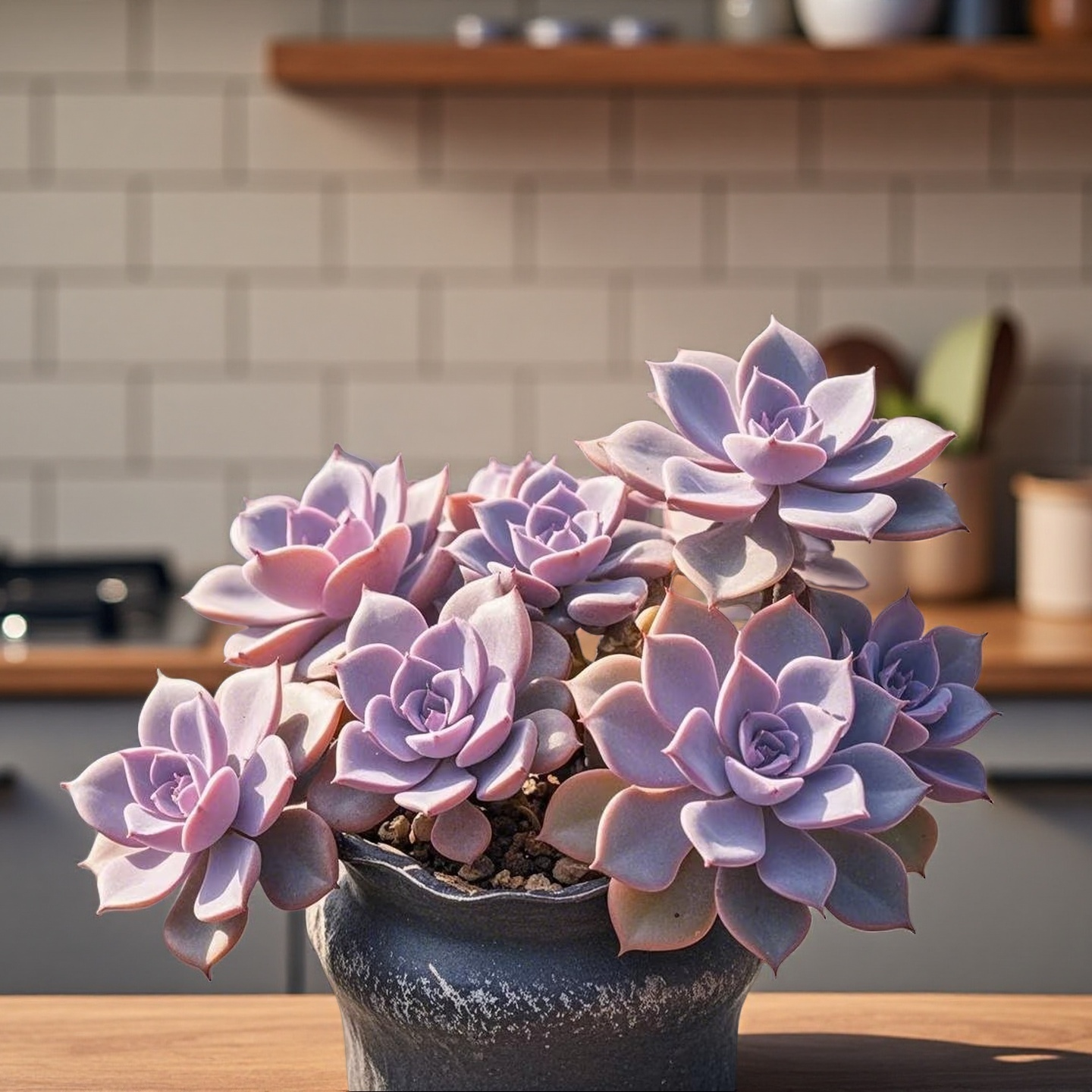 Ghost Plant Succulent, Graptopetalum Paraguayense, 2''/4'' Potted Rosette Succulent, Pastel Indoor Houseplant, Easy Care Gift