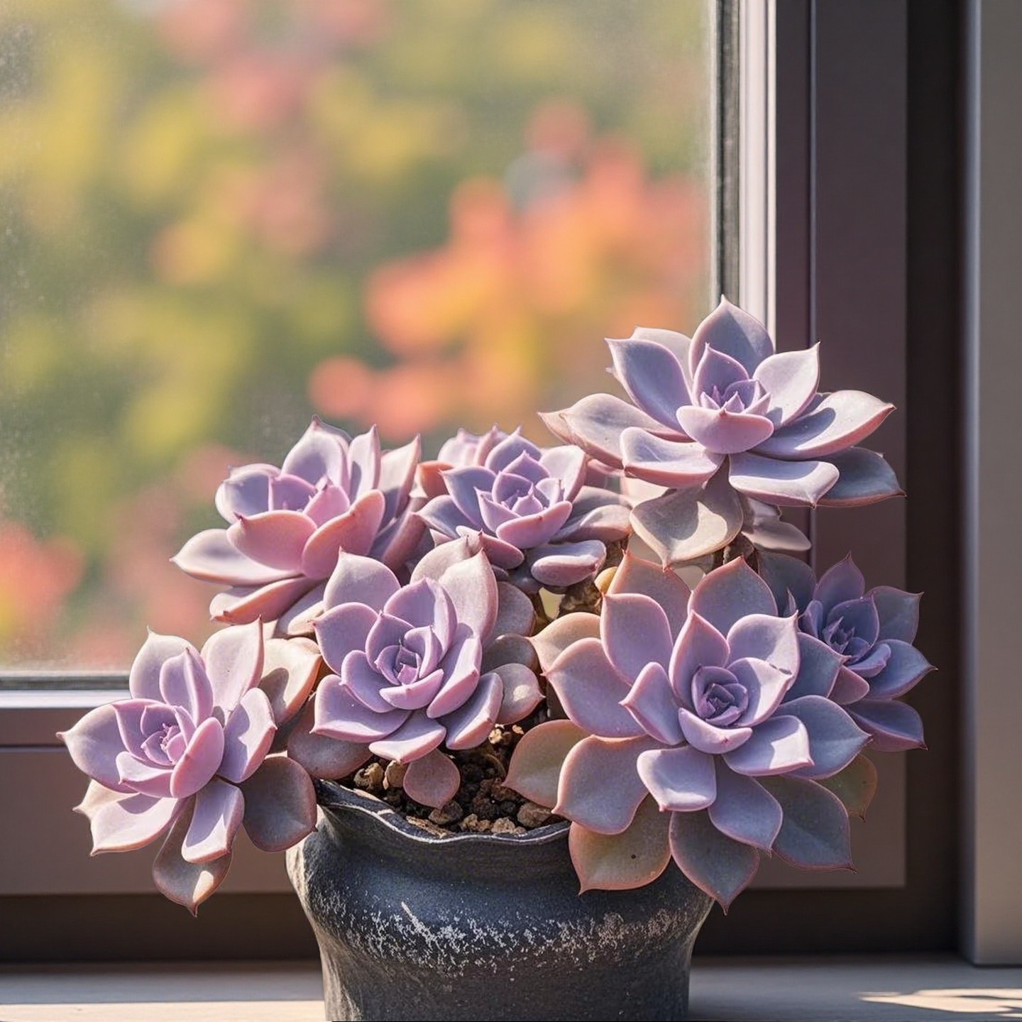 Ghost Plant Succulent, Graptopetalum Paraguayense, 2''/4'' Potted Rosette Succulent, Pastel Indoor Houseplant, Easy Care Gift