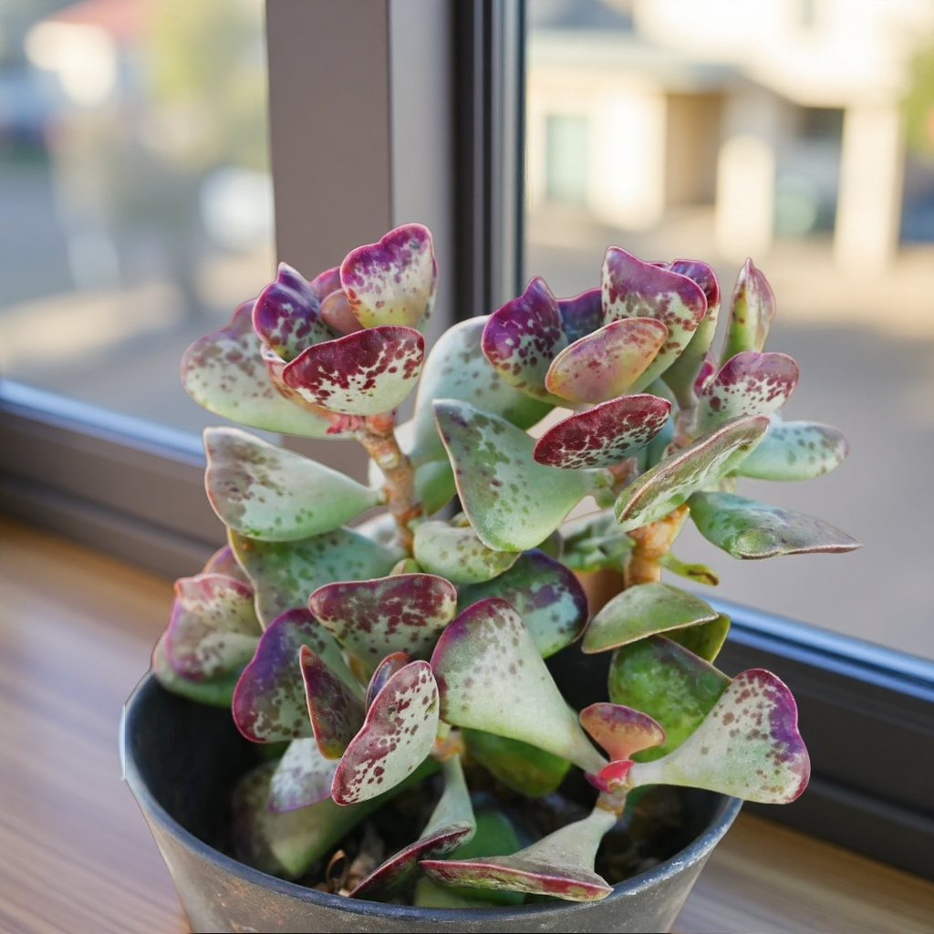 Calico Hearts Succulent, Adromischus Cooperi, 2''/4'' Potted Plant, Red Spotted Indoor Houseplant, Easy Care Unique Gift